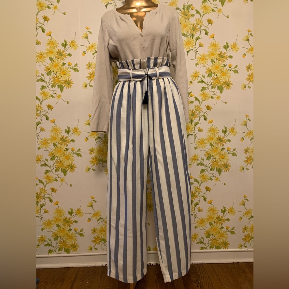 NWT striped high-rise cotton pants size S